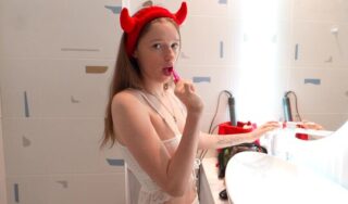 A Russian Girl Gives A Blowjob In Honor Of Halloween.